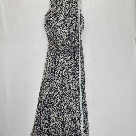 Leslie Fay Flowy Midi Dress Womens Sz 12 Sleeveless Key Hole Animal Print - Picture 4 of 13